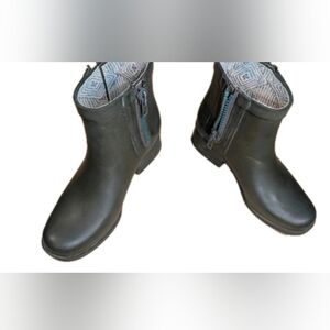 Lucky Brand Womens Rhandi Rain Rubber Boots Double Zipper Olive Green Sz US 6 M